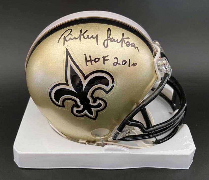 Rickey Jackson assinou o Mini Capacete de Saints de Nova Orleans Hof 10 psa/DNA autografado - Capacetes NFL autografados autografados