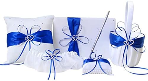 Lepsjgc flor cesto cesta de casamento romântico dia de casamento azul cetim miçangas decorar