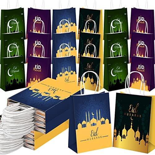 100 PCs Eid Mubarak Bolsas de papel Eid Bagseid Mubarak Sacos de papel de festa eid Eid Mubarak Goodie Bacs Ramadan