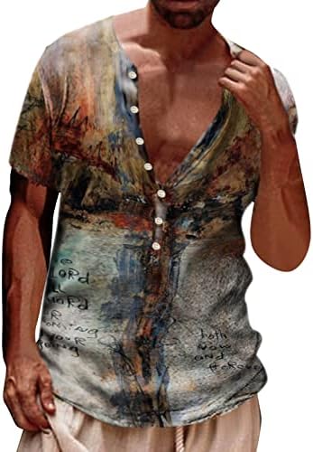 Camisa de linho de manga curta masculina Tops Cuban Tops bolso de bolso Guayabera