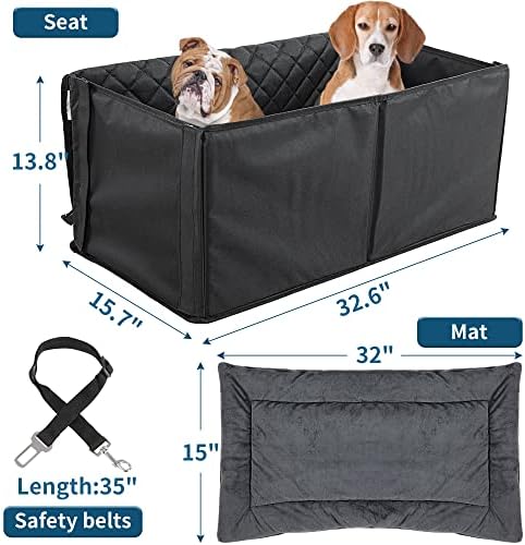 Sede do carro para cachorro Hombys para cães médios ou 2 pequenos, assentos macios de reforço de cães com bolsos de armazenamento