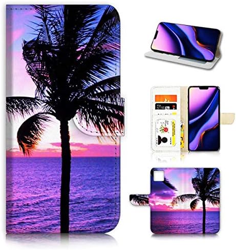Para iPhone 11 Pro, capa de capa de lojas de carteira Flip Flip, A21747 Tropical Palm Tree Beach 21747
