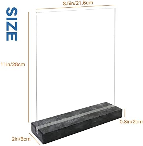 VruPin 2 pacote 8,5x11 Porta de placa acrílica, estrutura de mármore natural de quadro acrílico, porta -retratos de plástico