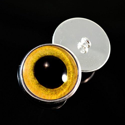 Costure os olhos de 16 mm de vidro de vidro amarelo de 16 mm cabochons para boneca de arte de fantasia boneca de pelúcia de animais de pelúcia ou jóias fazendo artesanato de 2 conjunto de 2