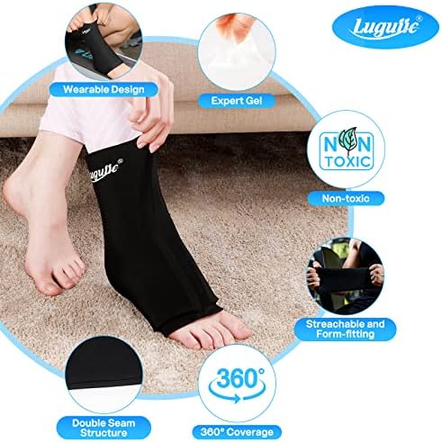 Luguiic tornozelo embrulhado para lesões em gel reutilizável pacote frio para lesões no tendão de Aquiles, saltos, edema,