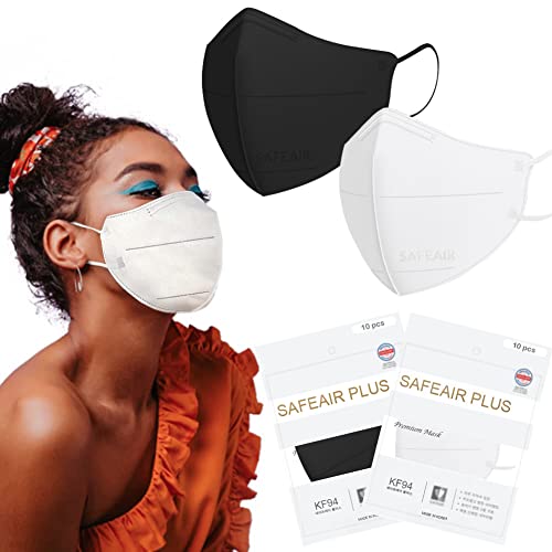 SafeAir Adult Premium KF94 Máscara, máscara certificada confortável e respirável da Coréia, cores de variedades