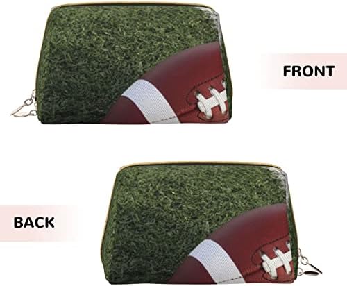 PSVOD American Football Leather Cosmetic Bag, bolsa de cosméticos com zíper de viagem, bolsa de cosméticos portáteis para mulheres e meninas