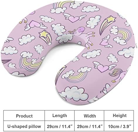 Unicórnios rosa donut arco -íris travesseiro de pescoço de espuma de espuma de espuma de vôo para o apoio de cabeça para dormir para