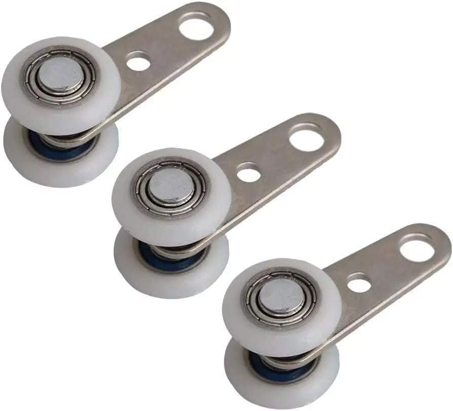 Casters Umky 10pcs 45x19mm Bloco de polia de rolamento de metal com duas rodas de plástico para armário de armário de armário