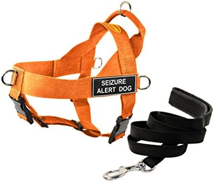 Dean e Tyler DT Universal No Pull Dog Harness com alertas de convulsões Patches de cachorro e coleira, laranja, X-Large