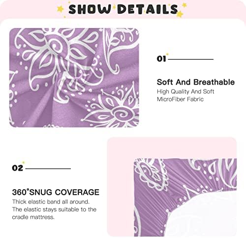 Floral Paisley Purple Crib Sheets For Boys Girls Pack N Folha de lençol suave Mini lençóis de berço 39 x 27