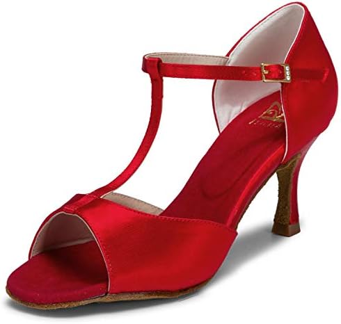 Jiajia 20511 Sandals de cetim feminino Sapatos de dança de desempenho de salsa latina