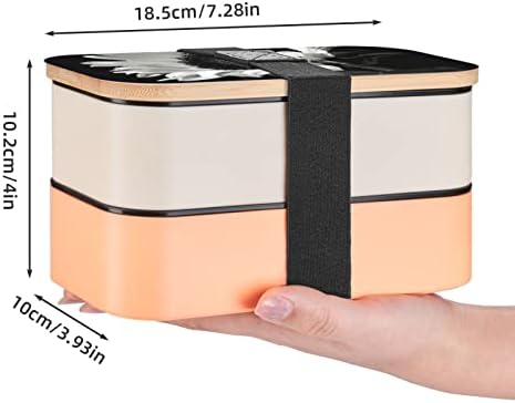 Caixa de bento de almoço cinza preto de girassol com alça ajustável atualizada, recipiente de alimentos à prova de vazamentos