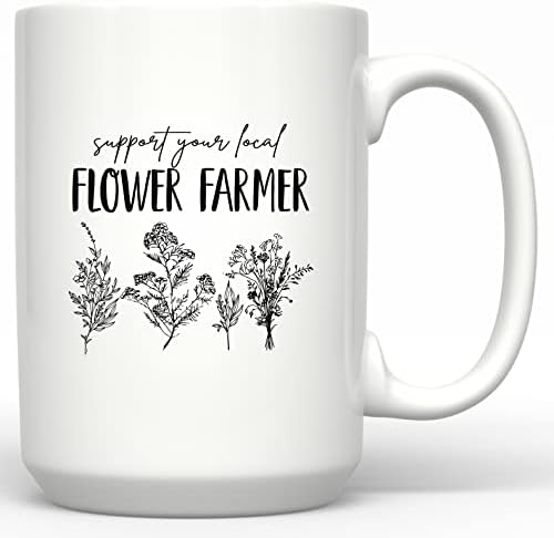 Apoie sua caneca local de agricultor de flores para o mercado de agricultores domésticos, presente de caneca de caneca minimalista amante de flores selvagem amante da natureza