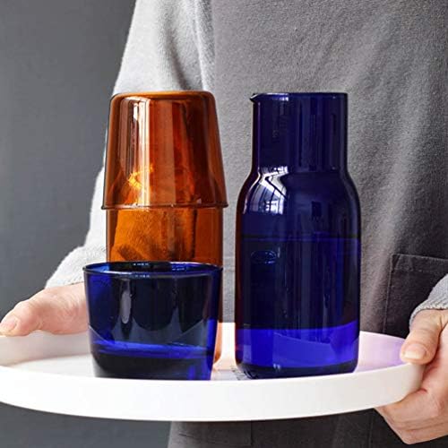 Hemoton Glass Water Pitcher 2 Conjunto 500 ml de cabeceira com xícara de água noturna jarro e copo de copo manualmente à meia -noite
