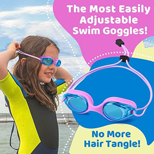 VVinca Kids-Swim-Goggles com Bungee Strap Sem vazamento anti nevoeiro Toddler-3-6 óculos de óculos de óculos de óculos de óculos de óculos com ajuste rápido