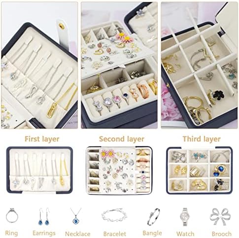 Kooaaicchi Small Jewelry Box, Organizador de jóias de viagem, caixas de jóias portáteis para mulheres presentes para meninas, suporte