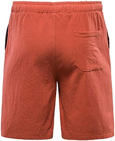 Treino masculino Shorts Summer Summer Cotton e shorts de praia de linho para shorts esportivos com bolsos