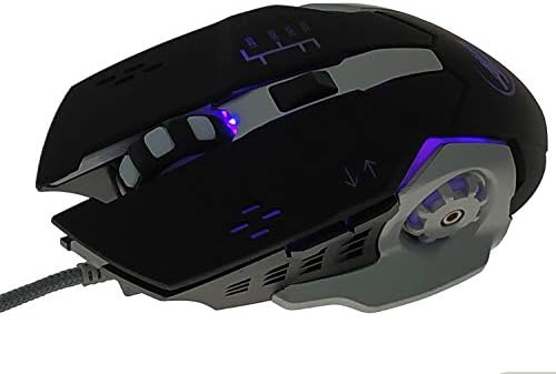 Alta precisão DPI simétrico óptico USB mouse com 7 cores LED suaves, 6 botões, ergonômico
