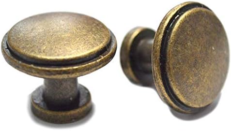8 PCs Bonzes de bronze Manças de gaveta redonda antigas Puxa o hardware decorativo de um orifício único para armário