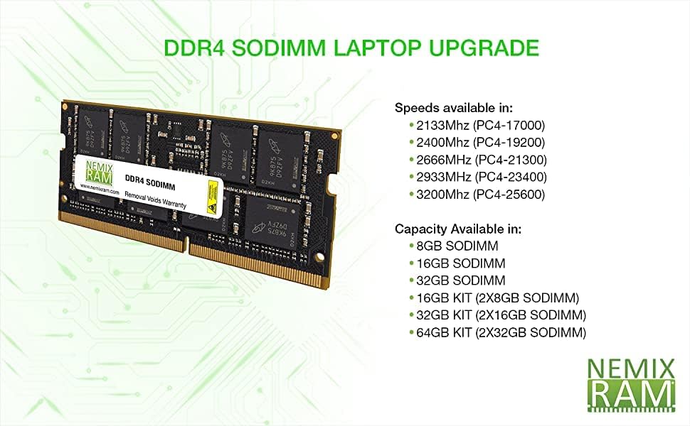 Kit de 32 GB 2x16gb DDR4-3200 PC4-25600 SODIMM Laptop Memory by Nemix Ram