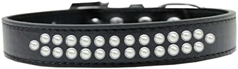 Mirage Pet Products Two Row Pearl Black Dog Collar, tamanho 12