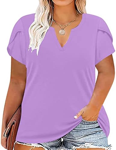 Lulolmy plus size tops para mulheres camisetas de manga de pétalas de verão