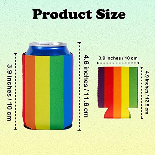Lata mais fria de manga, bebida de cerveja Coolies, faixas de arco -íris vertical mangas de lata mais fria, acessórios LGBTQ para