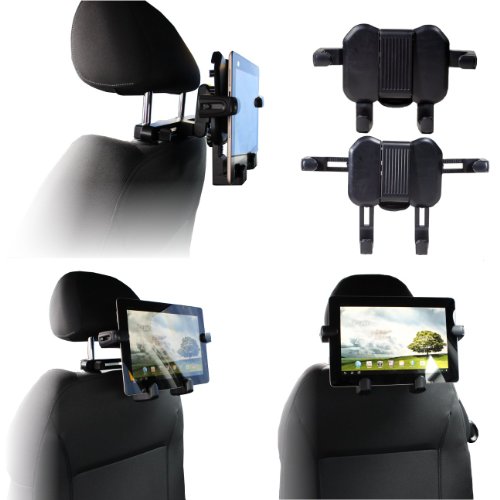 Navitech em apoio da cabeça do carro/assento traseiro Black Expandível Grip Mount Mount Cradle Compatível com o Google Nexus