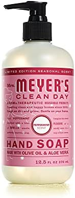 Sra. Meyer's Hand Soap, feito com óleos essenciais, fórmula biodegradável, hortelã -pimenta de edição limitada, 12,5 fl. oz