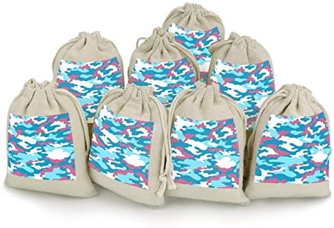 Bolsas de estoques de estacas de camuflagem rosa e azul Bolsas de doces de doces dobráveis ​​e compactos de bolso de bolso multifuncional