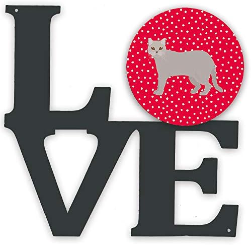 Tesouros de Caroline CK5567WALV British Semi Longhair Cat Love Metal Wall Artwork Love, Red,