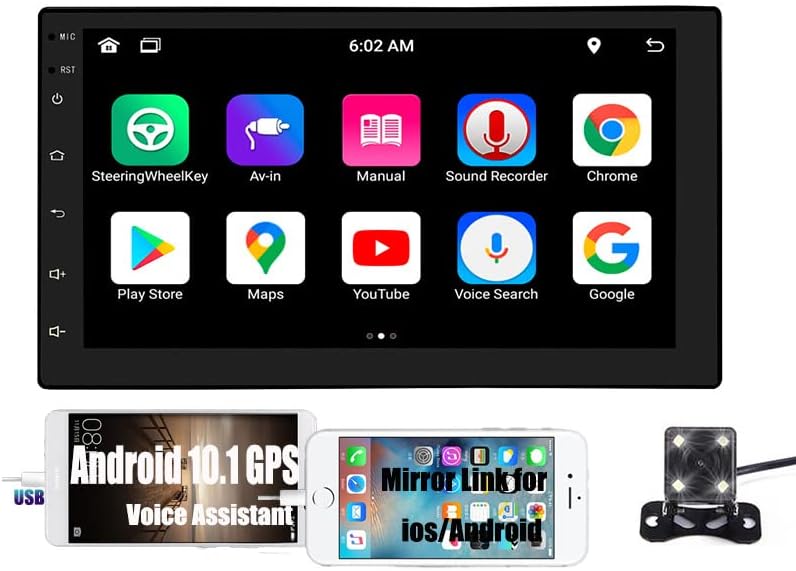 Android Din Din Car Séreo, Carro Estéreo GPS Navigação Bluetooth Voz/volante Controle de toque completo Tela de toque de 7 polegadas