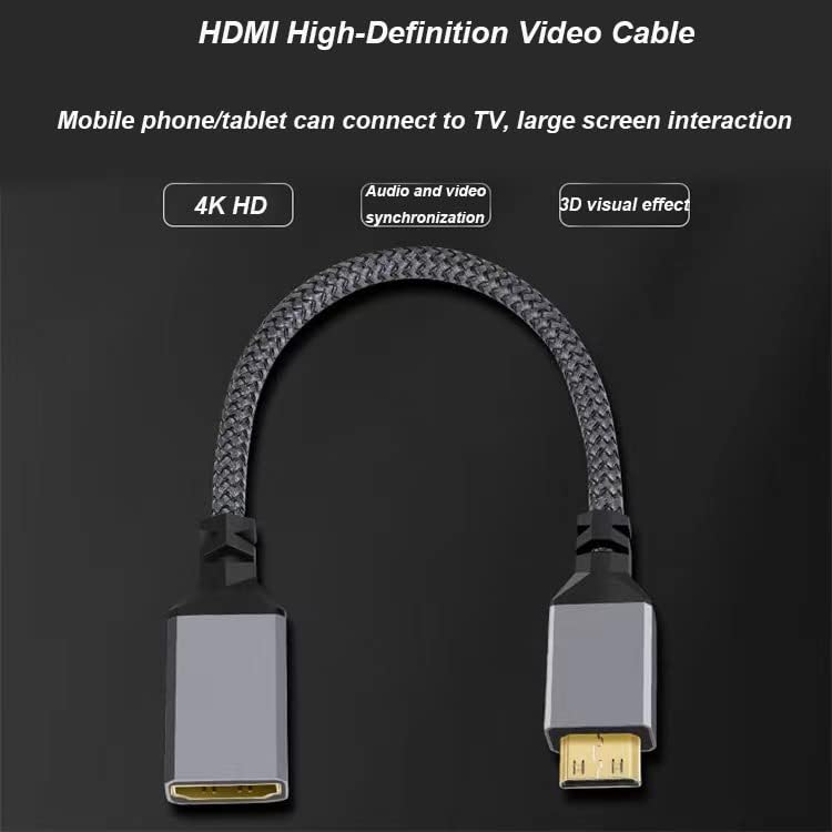 Mini HDMI para adaptador HDMI, [2-Pack] 4K 60Hz Mini HDMI Male para HDMI Cabo feminino HDR 3D 18Gbps compatível com camcordro,