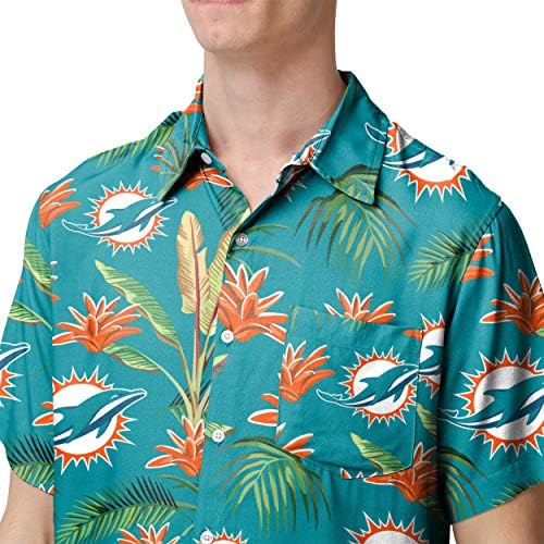 Camisa de botão tropical floral da NFL foco masculino