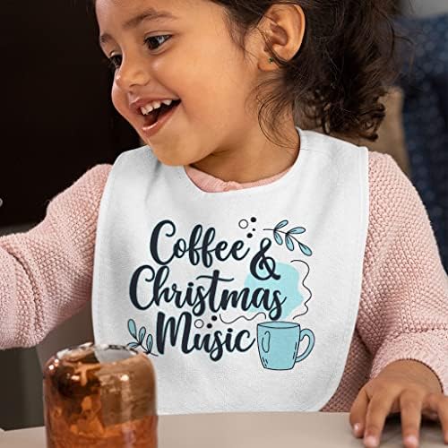 Café e música de Natal babadores - babadores de alimentação de bebê temáticos - babadores de café para comer