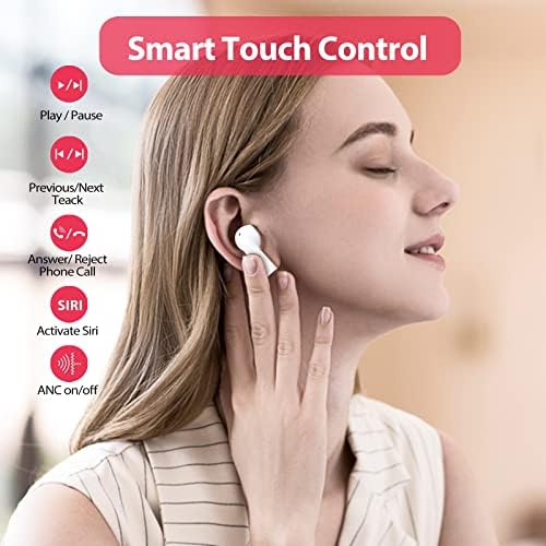 MoreJoy Wireless Earbud, Bluetooth 5.2 fones de ouvido com microfone Enc HD, fones de ouvido Bluetooth com som estéreo de hi-fi, Bluetooth Earbud 34H Time de reprodução, IP7 Propertys Bear Bomers