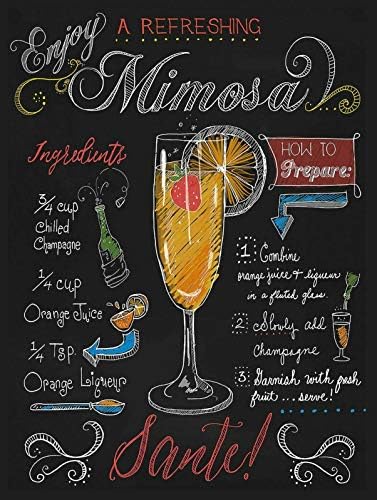 Zmkdll Mimosa Cocktail, sinal de metal retro vintage/caverna/bar/bar, 12 x8