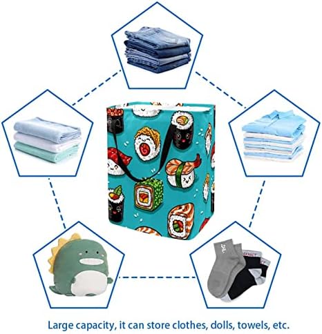 Japanese Food Sushi Print Print Collapsible Laundry Horse, 60l de lavanderia à prova d'água de lavagem de roupas