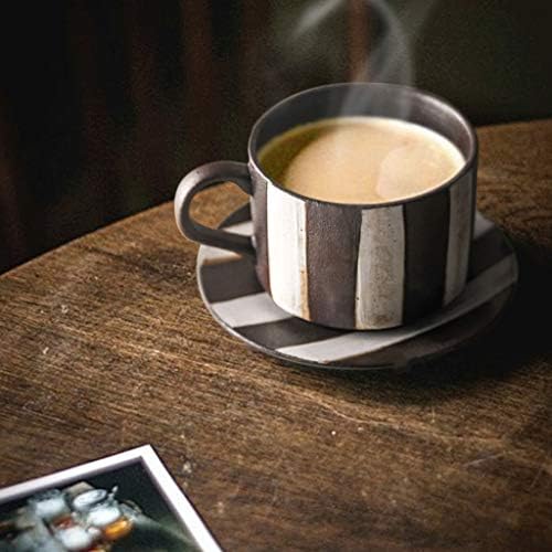 Caneca Classic Design Canecas de café cerâmica de cerâmica 6,6 onças com pires para bebidas quentes ou frias como cacau, leite, chá ou copo de café
