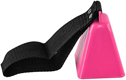 Home-X Cowbell com pulseira de pulso, sino de eventos esportivos, campainha aplaudindo, fabricante de ruído de festa, sino da escola, rosa, 3 1/2 ”l x 3” w x 2 3/8 ”h