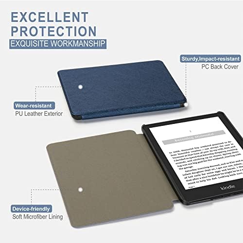 Case se encaixa em 6 Kindle Paperwhite, capa leve de couro PU para Kindle Paperwhite 2018 e -Reader - Waffles tentadores de morango