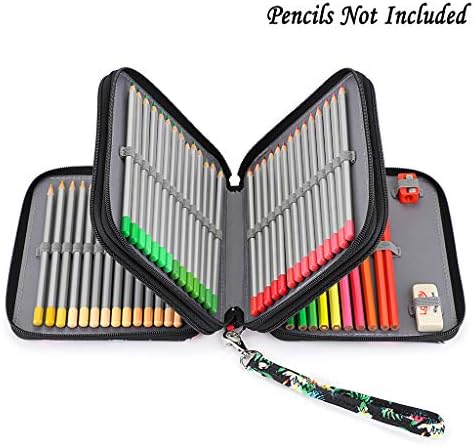 Lápis com zíper Btsky Case-Canvas 72 Slots Handy lápis com padrão de impressão para lápis de aquarela Prismacolor, lápis de cor