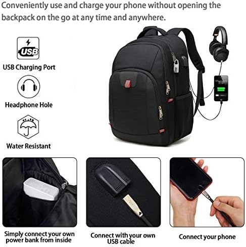 Mochila Laptop Della Gao Travel, mochila anti -roubo extra grande para homens e mulheres com porto de carregamento USB, bolsa de