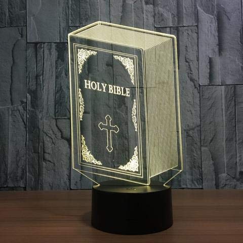 3D LED Bíblia 7 rotação colorida Luz de toque