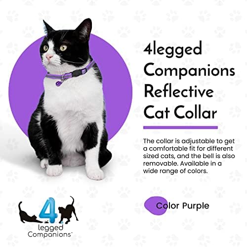 4LEGDEDCOMPANIONIONIONIONIONIONES CLAR DE CAT REFLEFTIVO - CLARA DE BABELA PARA CATS E GATO com refletor, sino de gato removível, fivela de segurança ajustável, saco de zíper de armazenamento