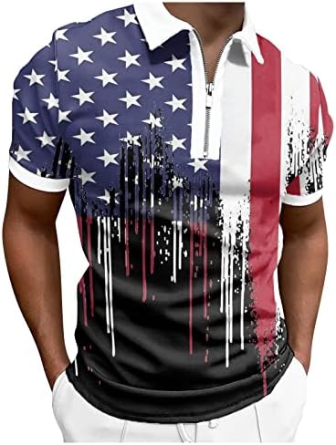 Mens EUA bandeira camisa pólo 4 de julho Camisetas patrióticas camisetas de verão Casual impressões 3D Polos de golfe vintage de manga curta