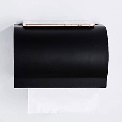 Mxiaoxia montada em parede preta suporte de papel higiênico ， com prateleira de telefone, caixa de papel de rolo de papel