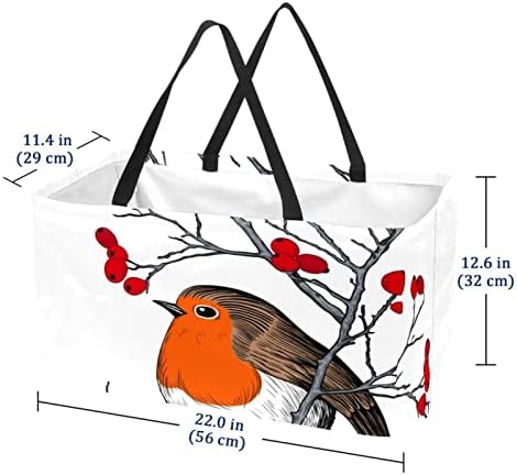 Cesto de compras reutilizável Red Sparrows em galhos portáteis de piquenique de piquenique sacolas