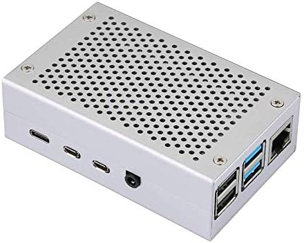 Dollatek Aluminium Case Gabinete Shell com ventilador de resfriamento para Raspberry Pi 4 Modelo B - Prata